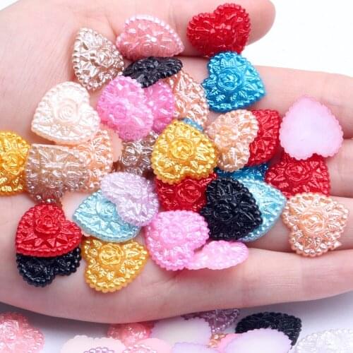 Flatback Half Pearls ABS Imitation Pearl 17mm Rose Heart 18/1000pcs Mixed Colors Ivory White Nail Jewelry Decorations