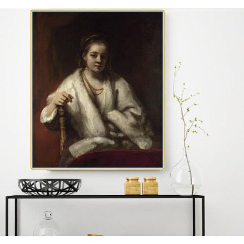 Citon Rembrandt《Portrait of Hendrickje Stoffels》Canvas Art Oil Painting Artwork Poster Picture Modern Wall Decor Home Decoration