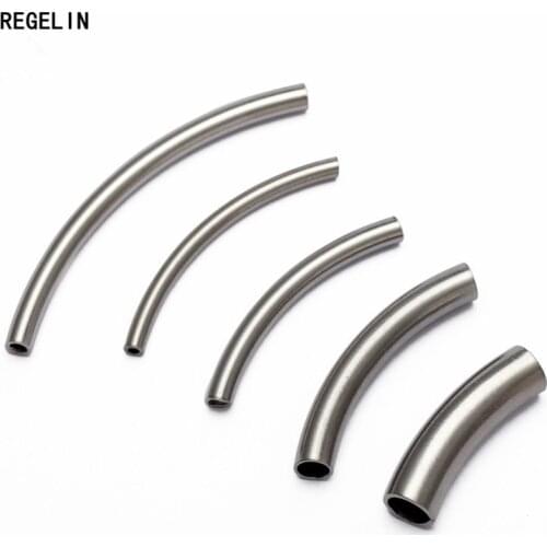 REGELIN New Hole Stainless Steel Spacer Beads Curve Tube for DIY Chock Necklace Making 10pcs/lot 2.5mm Jewelry Making Findings