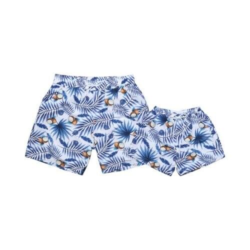 Family look Swimwear Swimming Dad And Son Trunks Boho Beach Style Men Swimwear Boys Summer Swimwear