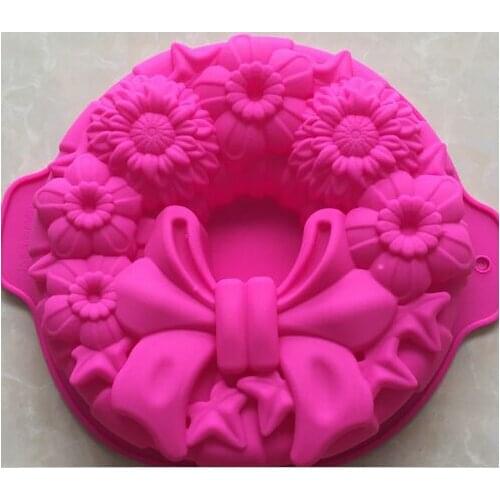 Single hole big wreath bow silicone mold cake mould pan oven kitchen tools