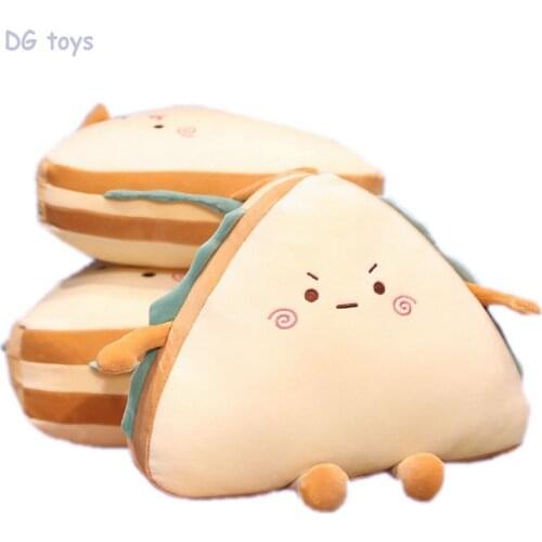 Cute Sandwiches Car Pillow Stuffed Cartoon Food Bread Seat Pillow Naughty Face expressions Food Chair Waist Cushion For Her Boy