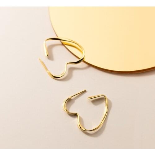 Lovely Opening Heart Dangle Earrings For Fashionable Women Girl Fine Jewellery 2021 New Twist Ear Earring