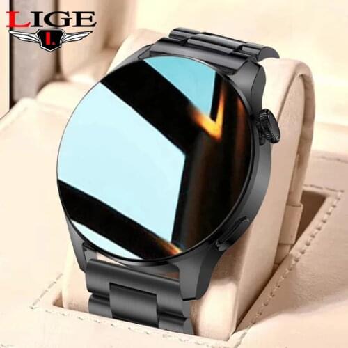 LIGE 2021 New Smart Watch Men Full Touch Screen Sports Fitness Clock Waterproof Bluetooth Call Man Smartwatch For Android IOS