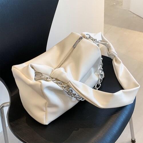 Large Capacity Chain Shoulder Bag Ladies Trend Design Simple Solid Color Handbag Women Fashion Luxury Shopping Travel Tote