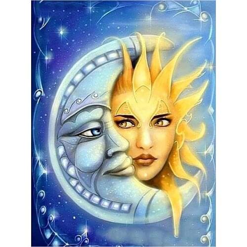 Sun Moon Face Diamond Painting Round Full Drill Cartoon Nouveaute DIY Mosaic Embroidery 5D Cross Stitch Home Decor Gifts
