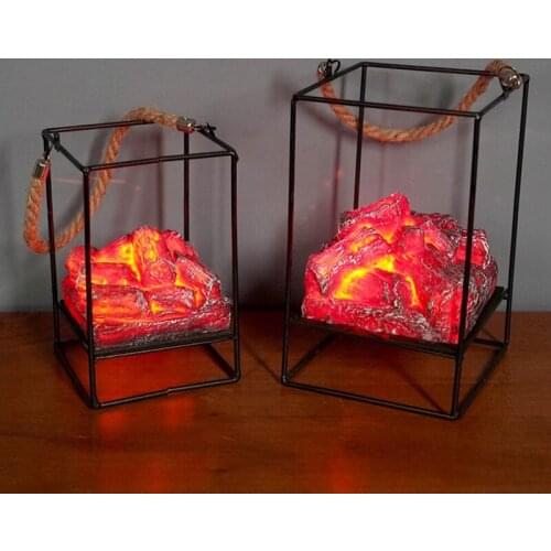 LED Flame Light Home Christmas Halloween Simulated Charcoal Fireplace Lamp