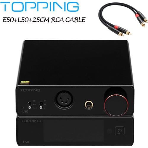 TOPPING E50 MQA Decoder + TOPPING L50 NFCA Headphone Amplifier + 25CM RCA Cable