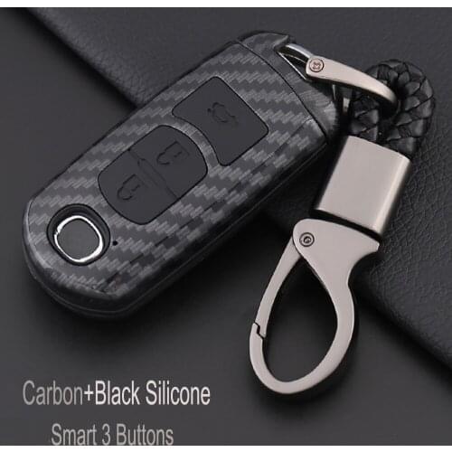 Smart 3 Buttons Carbon fiber Car Key Case Cover For Mazda 2 3 5 6 8 Axela Atenza CX4 CX5 CX7 CX9 RX MX-5 Miata Car Accessories