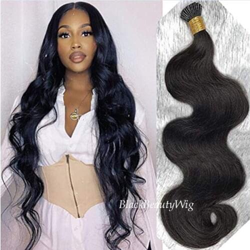 Body Wave I Tip Human Hair Extension Micro Bead Brazilian Remy Hair Long Wavy Pre bonded Stick I Tip Hair 100g 100 Strands