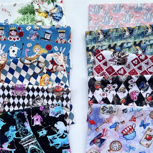Wide110cm poker Princess Alice 100% Cotton Fabric Patchwork Sewing Diy child baby Shirt skirt bedding clothes Material