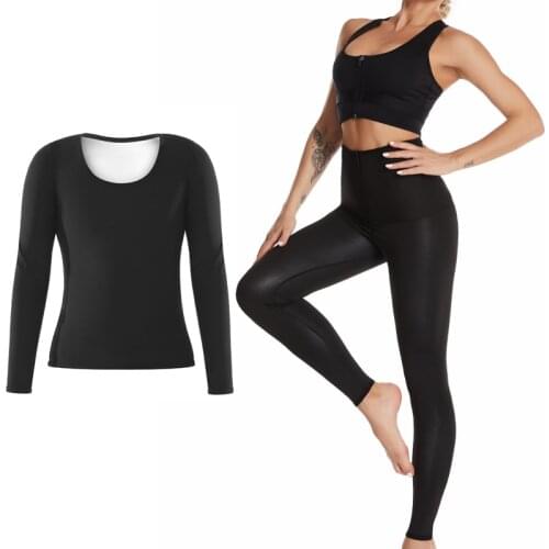 Women Shapewear Sets Sauna Suit Body Shaper Weight Loss Pants Waist Trainer Corset Slimming Shirt Workout Sweat Fitness Leggings