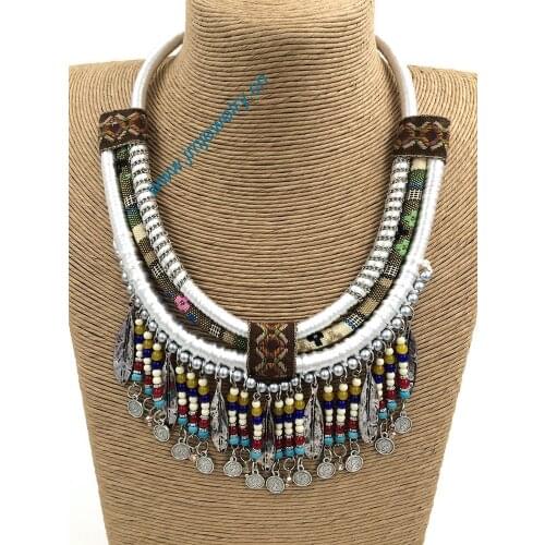 Womens clothing accessories Handmade Victorian necklace Bohemian collier necklaces long beaded fringe tassel pendants Necklace