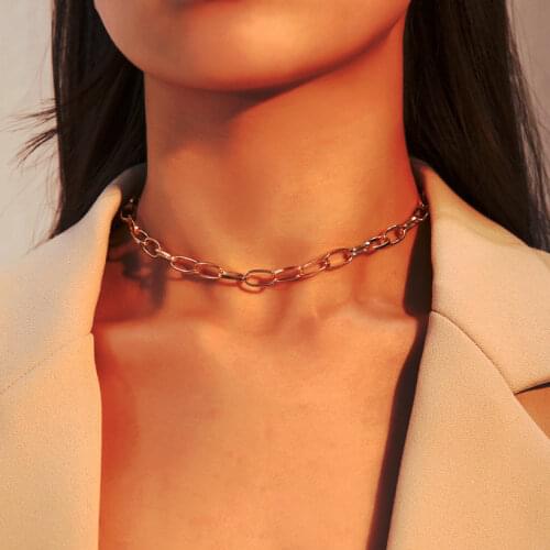 Women Gold Silver Link Chain Choker Necklace Collar Chains Necklace Collares Punk Jewelry