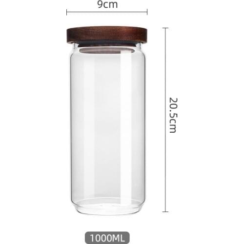 1000ML Spice Candy Cookie Sugar Tea Kitchen Glass Jars With Wood Lids Wide Mouth Empty Bottle For Organizing Containers Vintage