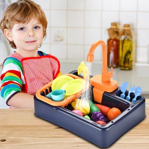 19 PCS Analog Electric Dishwasher Sink Childrens Role Playing Kitchen Set Toys Funny Role-playing Mini Kitchen Simulation Toy