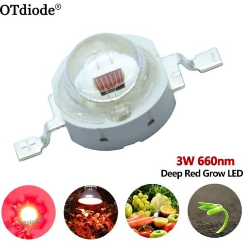 20pcs-200pcs High Power LED Chip 3W Grow LED 660nm Deep Red SMD Diode COB DIY Grow Light For Plant Fruit Growth