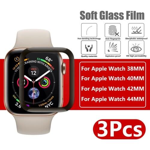 3Pcs Soft Glass Film Full Cover Screen Protector For Apple Watch 6 SE 4 5 44MM 40MM For Apple iWatch 3 2 1 38MM 42MM (Not Glass)