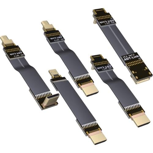ADT-Link Mini Micro Aerial Camera Converter Cable Adapter Connector for HDMI-compatible Cable Extension Cord Down Angle
