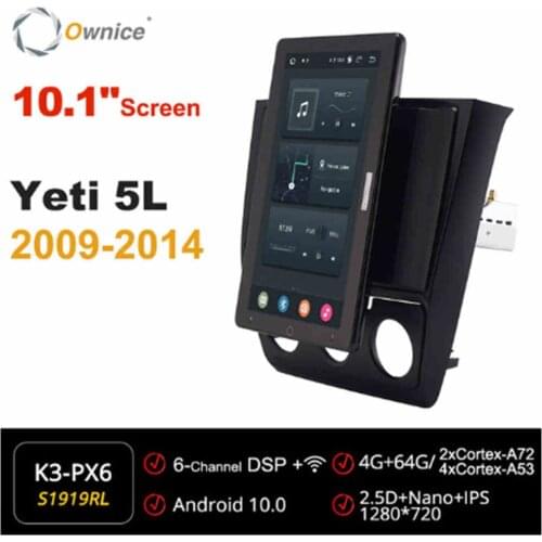 1280*720 Android 10.0 Car Radio forSkoda Yeti 5L 2009-2014 Multimedia Audio GPS Player Head Unit Auto 10.1 Inch Rotatable