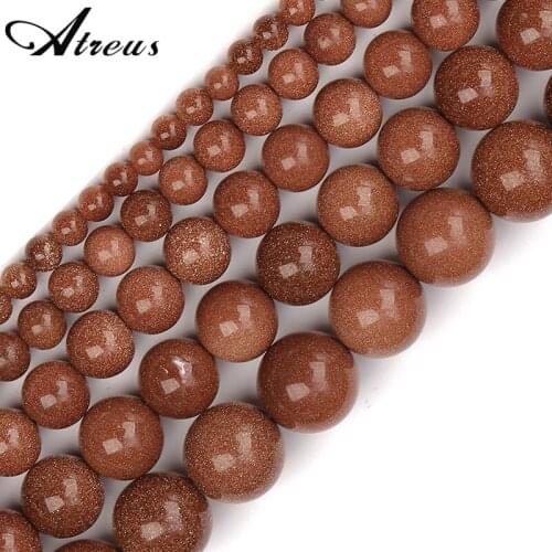 Atreus 4mm-12mm Red Brown Sand Stone Smooth Round Loose Beads For Jewelry Making DIY Findings Natural Stone Beads Wholesale