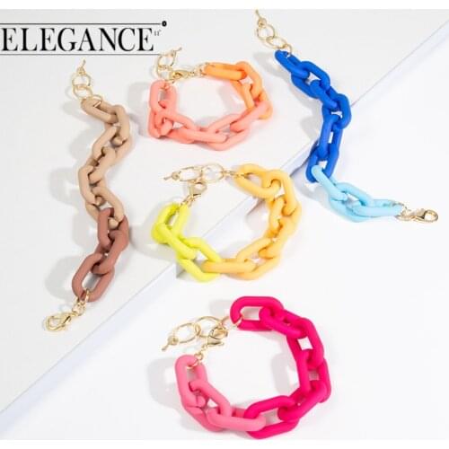 Elegance 2021 Statement Punk Charm Acrylic Chain Link Bracelet For Women Cuff Colorful Beach Bracelets y2k Jewelry