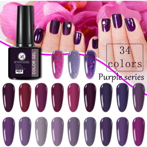 Mangogirl gel nail polish color 34 colors long lasting paint, high quality, salon base, led light, uv, nail polish