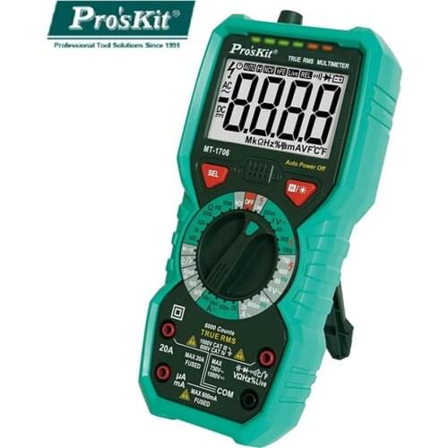 Hot Proskit MT-1706 True RMS High-precision Multi-function Multimeter Anti-burning Number AC DC Capacitor Temperature