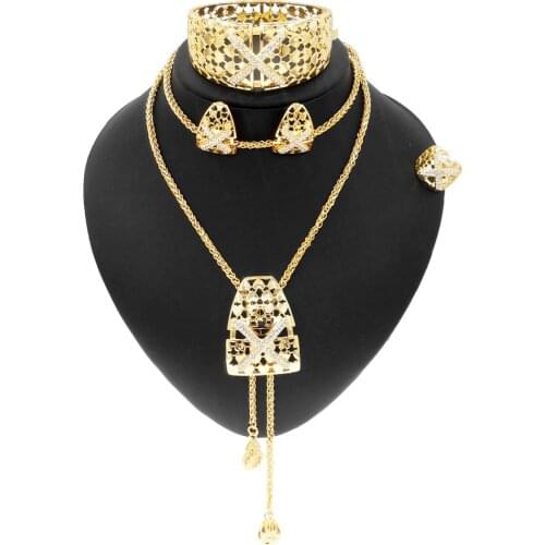 Yulaili Classic Fashion Jewelry Set Hollow Design and Arabian noble Luxury Wedding Bride and Bridesmaid Jewelry Sets Wholesale