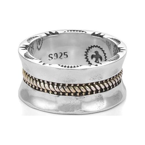 Original design Thai silver hemp rope shaped opening adjustable ring unique light luxury punk charm womens brand jewelry