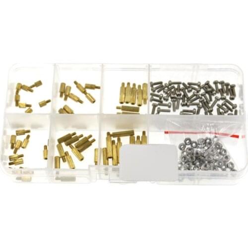 180Pcs/Set M2 Screw Nut Kit Hex Head Anti Corrosion Sturdy No Burrs Deep Thread Screws Nuts Pillars for Automobiles