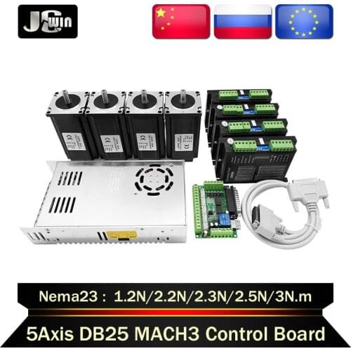 RU/ES stock！4Axis Stepper Motor kit：Nema 23 Motor1.2N 2.2N 2.3N 2.5N 3N & Motor Driver TB6600/DM542/DM556 & Power supply