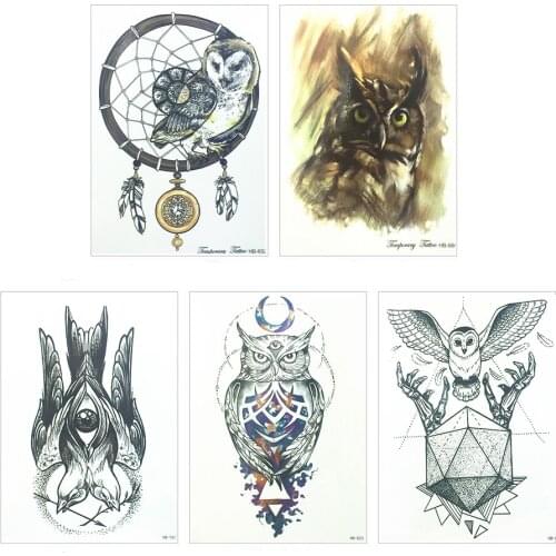 New environmental protection anti wind chime flower arm owl Tattoo Sticker 21X15 CM