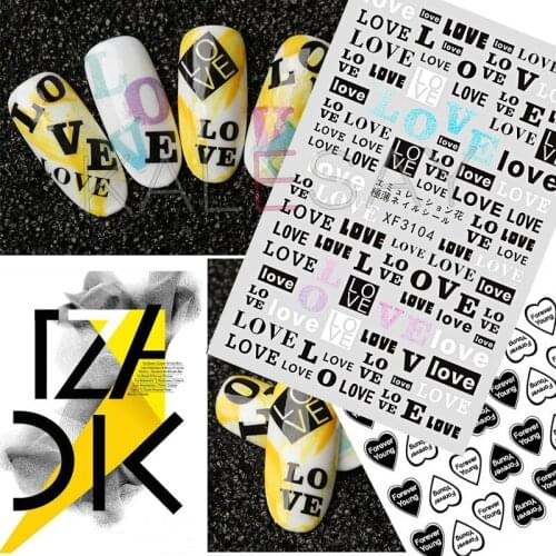 Nail Love Sticker Decoration Adhesive One Day Letter Label Decals Manicure Design Hello Happy Stickers for Nails Transfer Foil