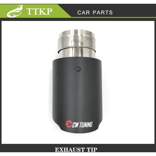 Matt Carbon Fiber Car Mufflers Tip Exhaust Pipe Nozzle Decoration Universal Stainless Black TrimTail Middle Exhaust Tip