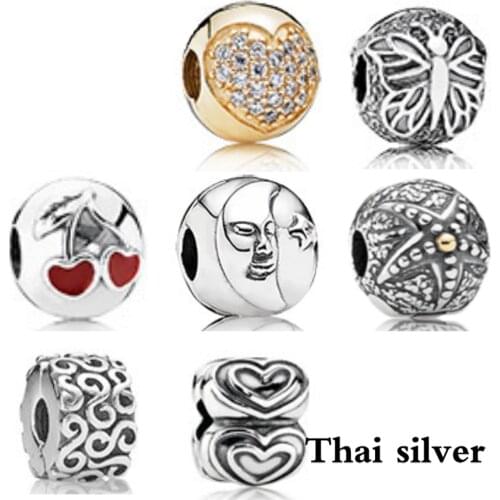 2019 NEW Thai Silver Retro Heart-shaped Butterfly Cherry Mask Marine Heart Safety Buckle High Quality Limited Collection Series