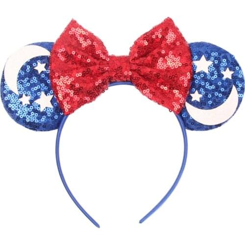 New 3.3" Sequined Mickey Eears hHair Bow Female Crown Headband Fashion Hairband For Girl Hair Accessories Headwear New