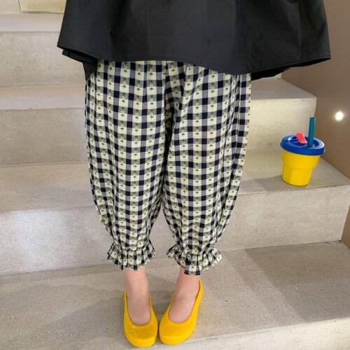 2-8 Years Childrens Trousers Spring New Arrival Toddler Girl Plaid Pants Casual Loose Jacquard Cute Pants for Girl Baby Clothes