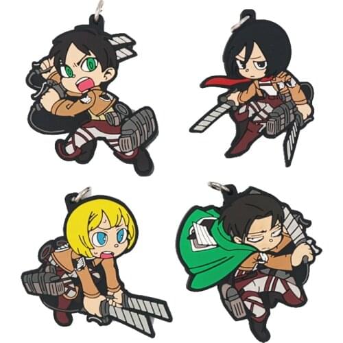 Attack on Titan Anime Levi Eren Misaki Armin Rubber Keychain