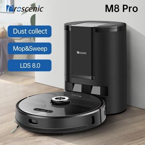 Proscenic M8 PRO robotic vacuum cleaner 2700Pa, LDS 8.0 Lidar automatic dust collector, sweep and mop 2 in 1 cleaning APP control