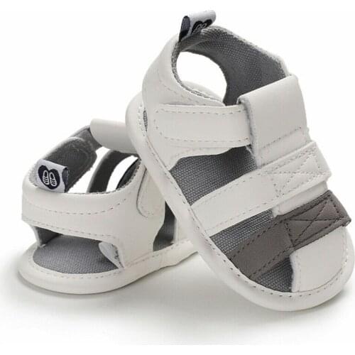 Newborn Baby Boy Girl Soft Sole White Crib Shoes Casual PU Sandals Toddler Summer Sandals Size 0-18 M