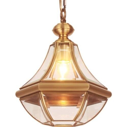 American Style Rural All Copper Small Chandelier Single Head Glass Chandelier Bedroom Lamp Dining Room Lamp Free Shipping Metal