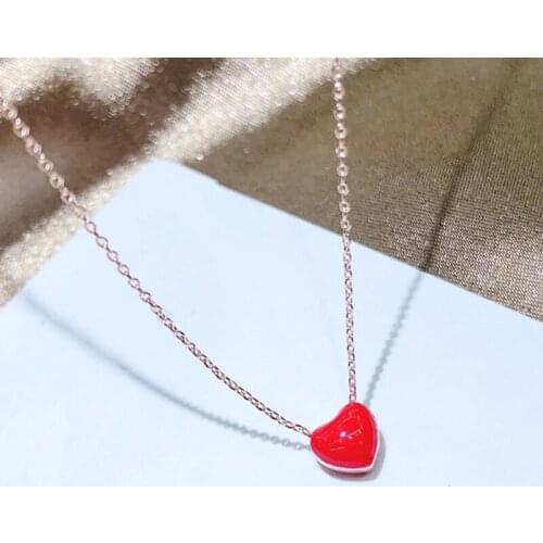 Showfay Simple Girl Red Color Peach Heart Love Necklace Metal Alloy Pendant Gift Women Necklace 2021 Fashion Jewelry