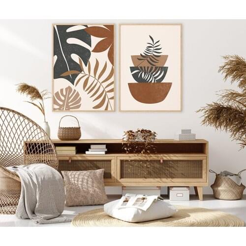Nordic Wall Art Canvas Painting Boho Abstract Botanical Geometric Vintage Prints and Posters Tropical Plant Picture Home Decor
