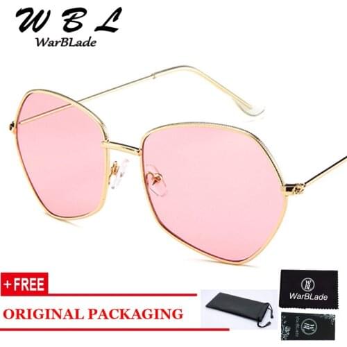 WarBLade 2019 New Women Polygon Sunglasses Men Brand Designer Vintage Sunglasses Gold Clear Sun Glasses Couple Big Shades