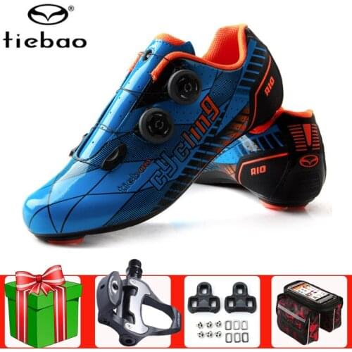 Tiebao Men Road Cycling Shoes New Add Pedal Set Carbon Fiber Ultralight Self-Locking Pro Bike Triathlon Bicycle Women Sneakers