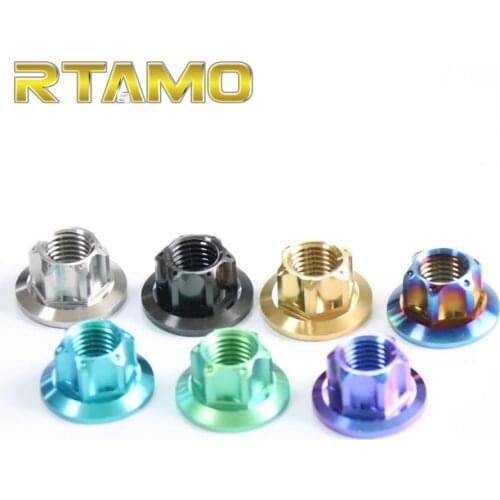 Titanium Nuts M6 M8 M10M12 M14 Flange Nut Screws Ti Bolt s for Motorcycle Bicycle Bike Parts