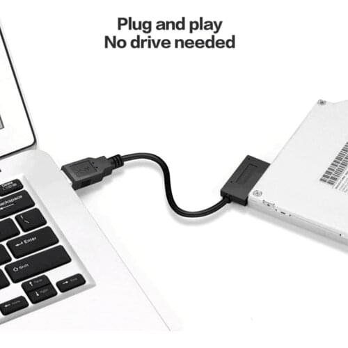 Kebidu USB Adapter PC 6P 7P CD DVD Rom SATA To USB 2.0 Converter Slimline Sata 13 Pin Adapter Drive Cable For PC Laptop