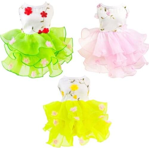 Pet Spring Summer Pleated Skirt Wedding Birthday Party Dress, Small and Medium Dogs Bubble Dress Wedding Costume for Dog
