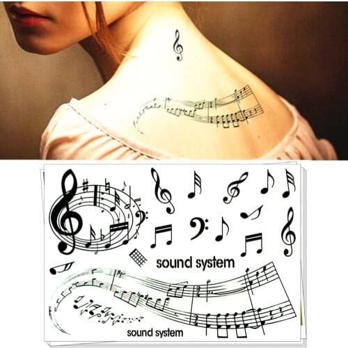 Waterproof Temporary Tattoo Sticker music musical note feather totem for girl women tatto stickers flash tatoo fake tattoos 7